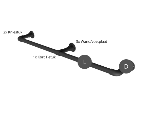 Kledingrek stang lang uit zwarte steigerbuis Ø 33,7 mm
